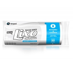 Saco de Lixo Biolar Branco Banheiro e Cozinha 50un