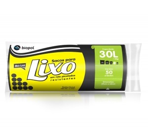 Saco de Lixo Biolar Preto 30 Litros 50un