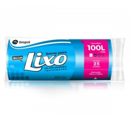 Saco de Lixo Biolar Azul 100 Litros 25un