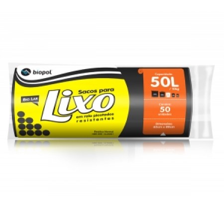 Saco de Lixo Biolar Preto 50 Litros 50un