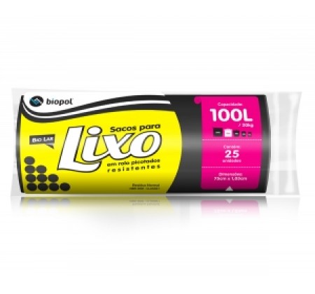 Saco de Lixo Biolar Preto 100 Litros 25un
