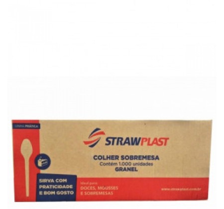 Colher Plástica Sobremesa Strawplast c/ 1000und Granel